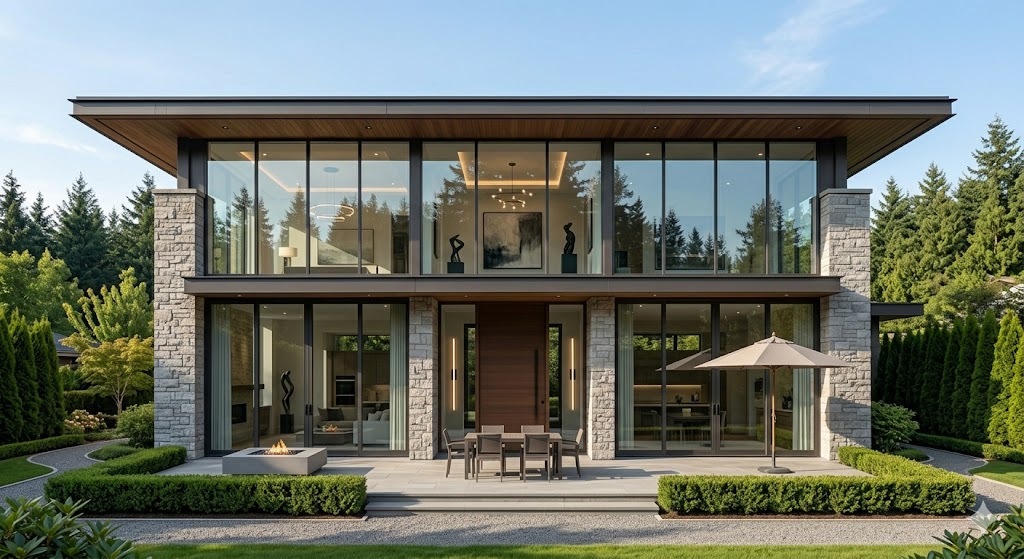 Modern California home with clear glass windows before tinting